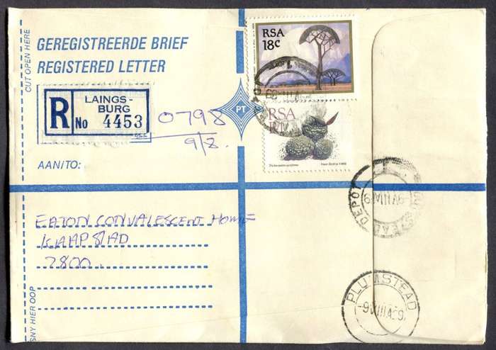 RSA - Cover Registered At Laingsburg Post Office