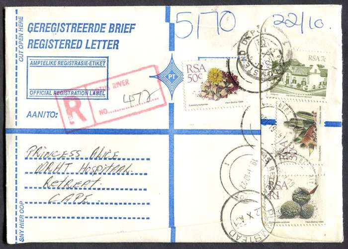 RSA - Cover Registered At Lotus River Post Office
