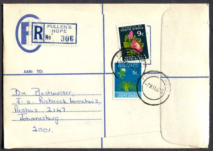 RSA - Cover Registered At Pullen's Hope Post Office