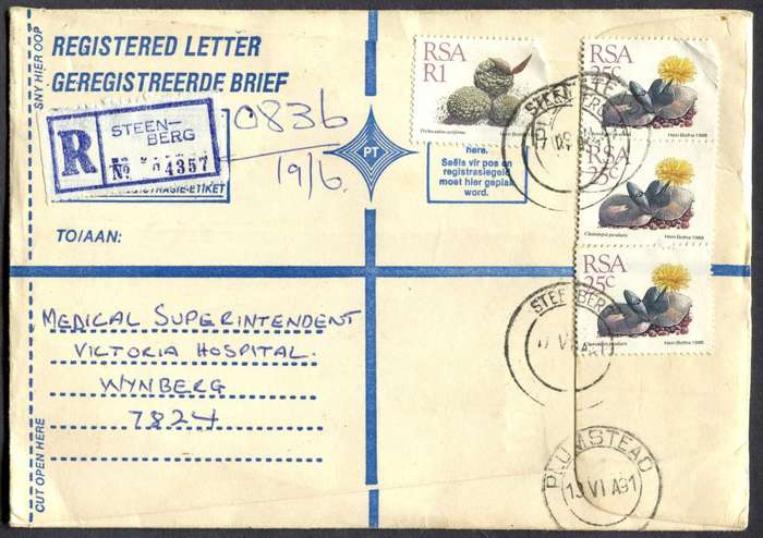 RSA - Cover Registered At Steenberg Post Office