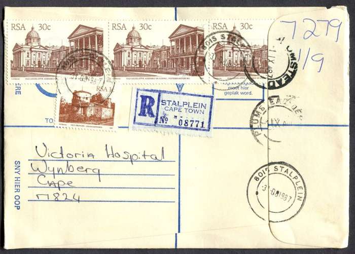 RSA - Cover Registered At Stalplein Cape Town Post Office