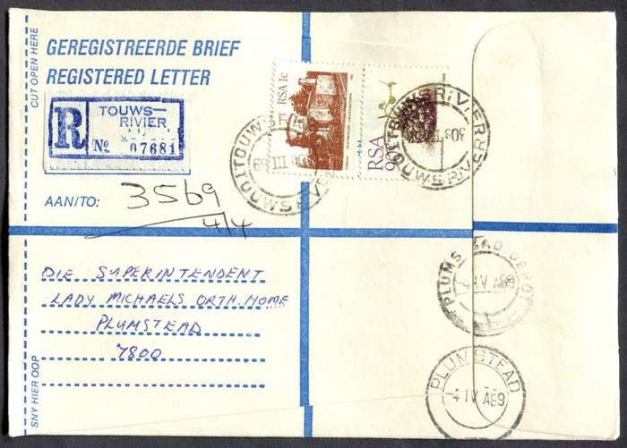 RSA - Cover Registered At Touwsrivier Post Office
