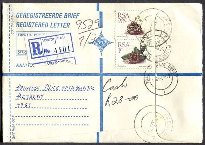 RSA - Cover Registered At Vredendal Post Office