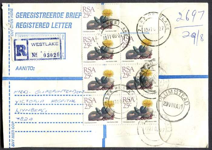 RSA - Cover Registered At Westlake Post Office