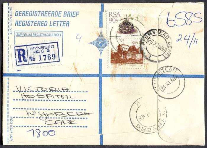 RSA - Cover Registered At Wynberg K/C Post Office