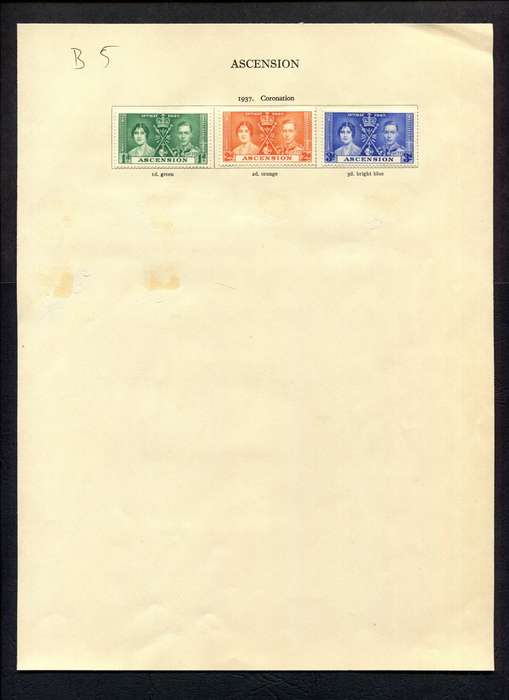 Ascension - 3 Stamps Mounted (Hinged) on Old Album Page