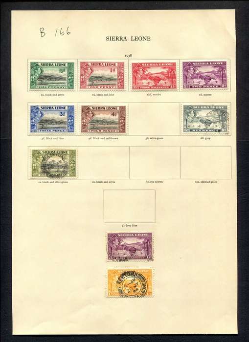 Sierra Leone - 10 Stamps Mounted (Hinged) on Old Album Page