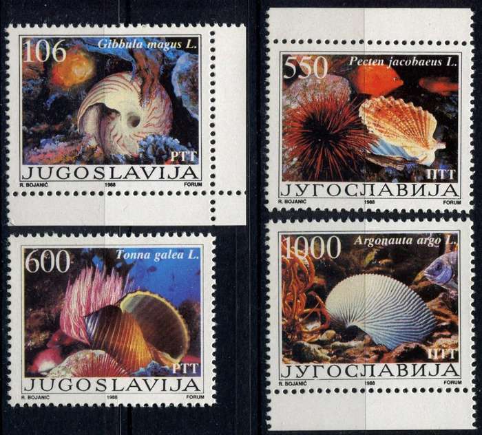 Yugoslavia - Shells - 1988 - MNH