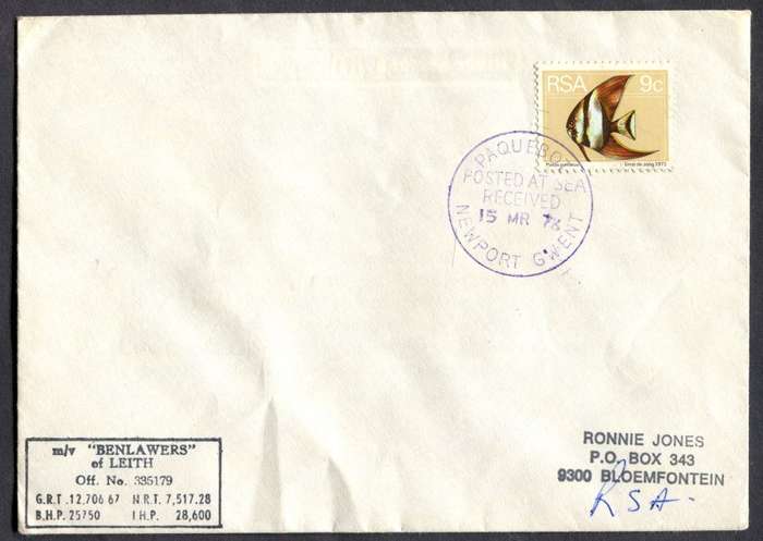RSA - Paquebot - Posted At Sea - Cover