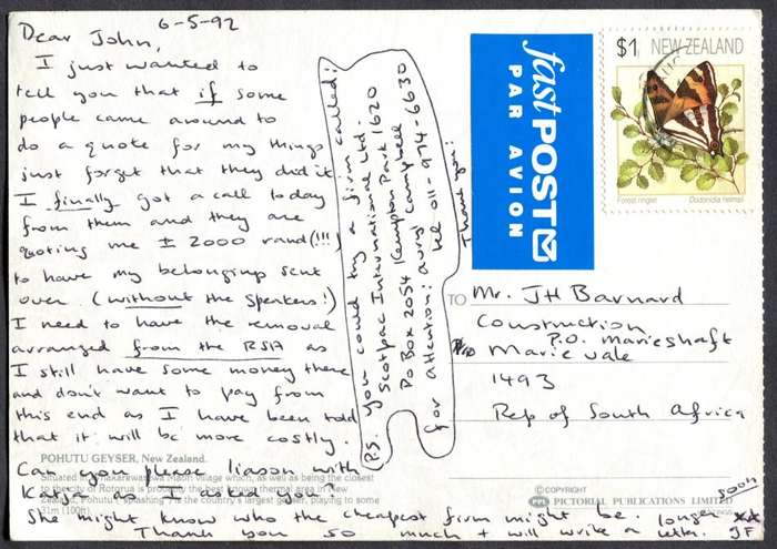 New Zealand - Post Card