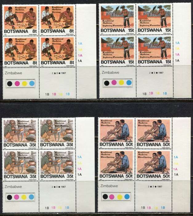 Botswana - Set of 4 Control Blocks of 4 - 1987 - MNH