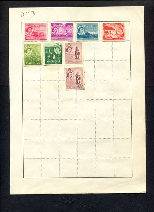 Mauritius - 8 Stamps Mounted (Hinged) on Old Album Page