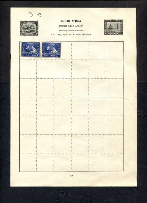 SWA - 2 Stamps Mounted (Hinged) on Old Album Page