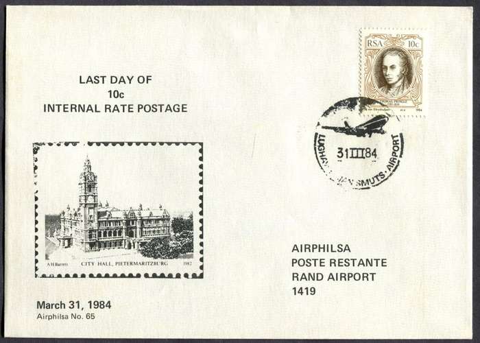 RSA - Change In Postal Rates - Cover