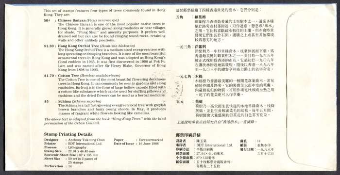 Hong Kong - Miniature Sheet FDC - 1988