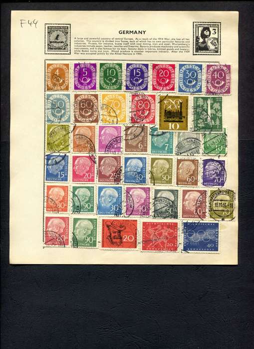 Germany - 39 Stamps Mounted (Hinged) On Old Album Page
