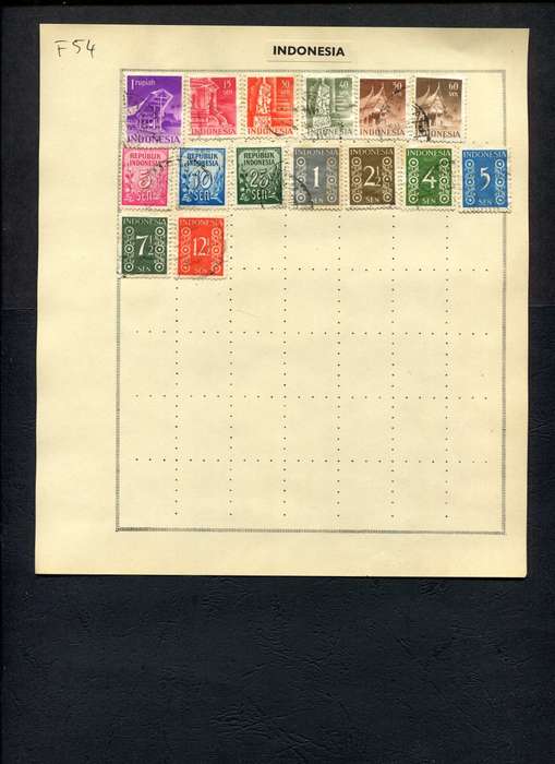 Indonesia - 15 Stamps Mounted (Hinged) On Old Album Page