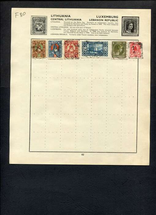 World Mix - 6 Stamps Mounted (Hinged) On Old Album Page