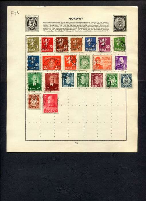 Norway - 22 Stamps Mounted (Hinged) On Old Album Page