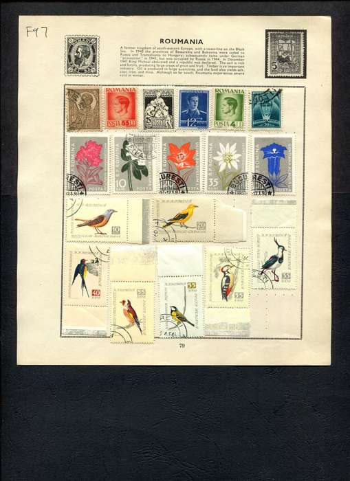 Romania - 18 Stamps Mounted (Hinged) On Old Album Page