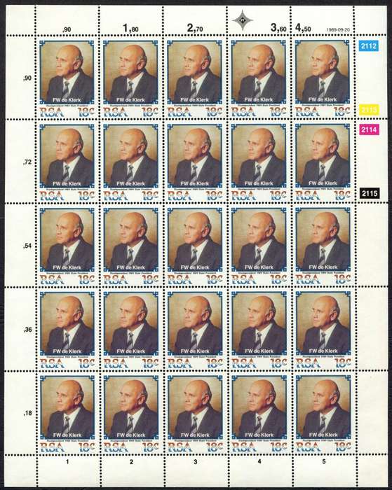 RSA - Set of 2 Full Sheets of 25 - 1989 - MNH