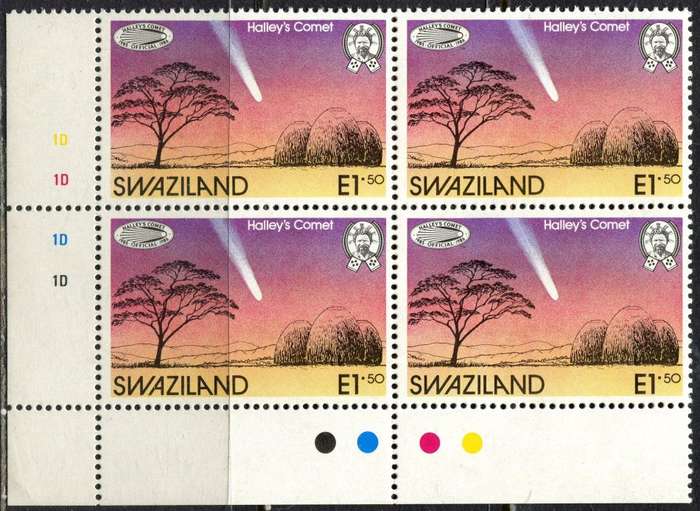 Swaziland - 1 Control Block of 4 (1D Bottom Left) - 1986 - MNH