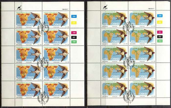 Ciskei - Birds - Set of 4 Full sheets of 10 - 1984 - Used(CTO)