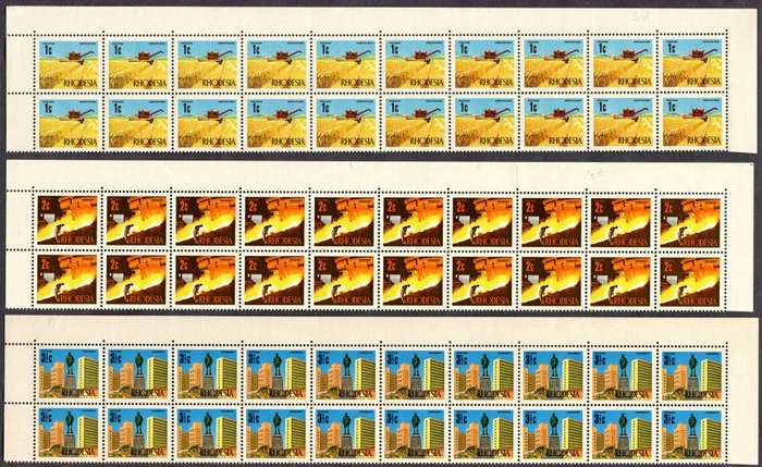 Rhodesia - 3 Double Top Rows - 1970 - MNH - Some Separation