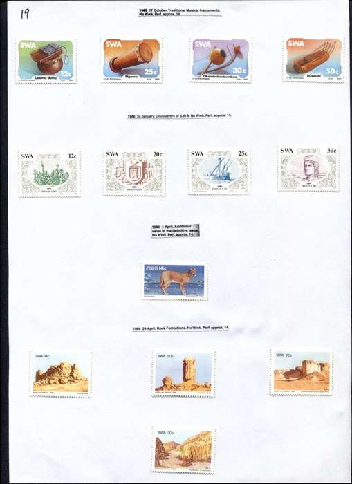 SWA - 13 Stamps Mounted (Hinged) on Old Album Page