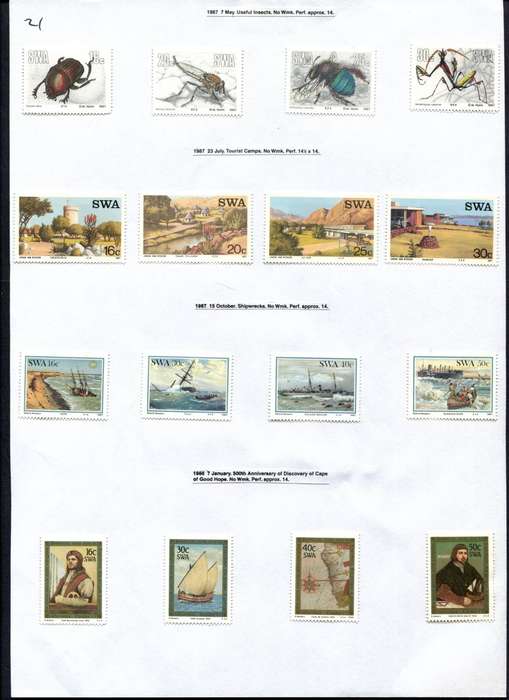 SWA - 16 Stamps Mounted (Hinged) on Old Album Page