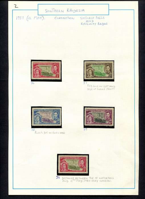 Southern Rhodesia - 5 Stamps Mounted (Hinged) on Old Album Page