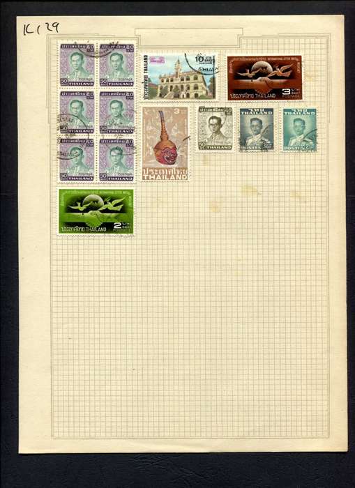 Thailand - 13 Stamps Mounted (Hinged) On Album Page