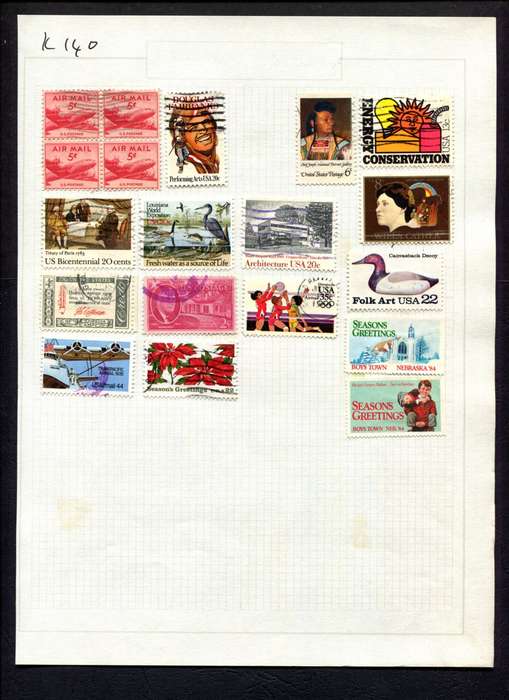 USA - 19 Stamps Mounted (Hinged) On Album Page