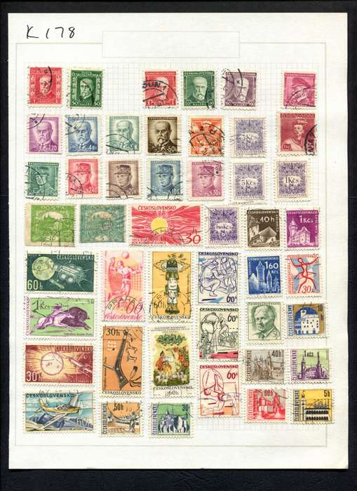 Czechoslovakia - 47 Stamps Mounted (Hinged) On Album Page