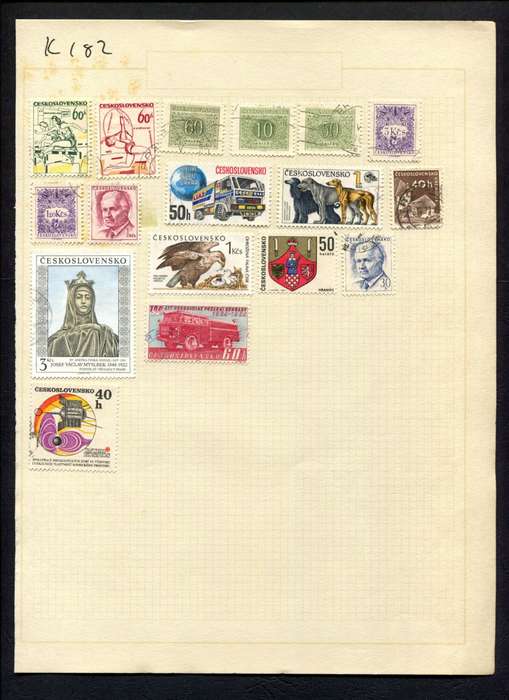 Czechoslovakia - 17 Stamps Mounted (Hinged) On Album Page