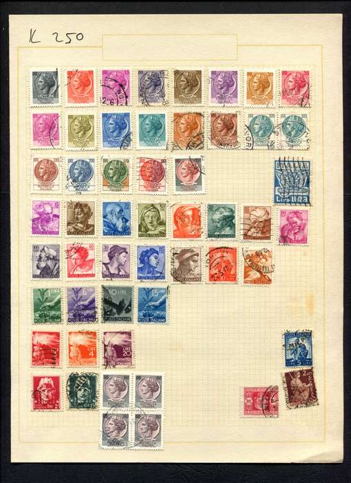 Italy - 53 Stamps Mounted (Hinged) On Album Page