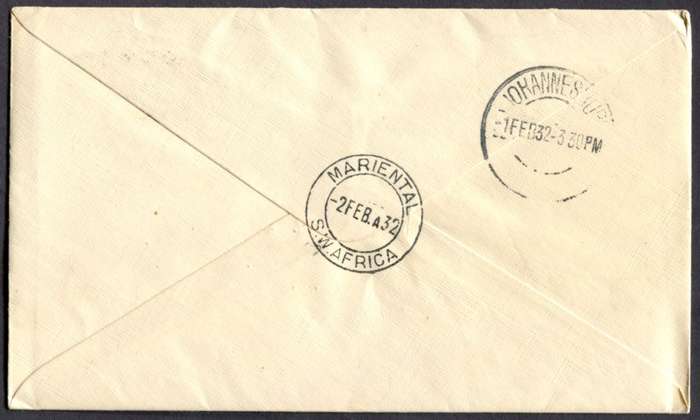 Union of SA - Flight Cover - Pietersburg to Mariental