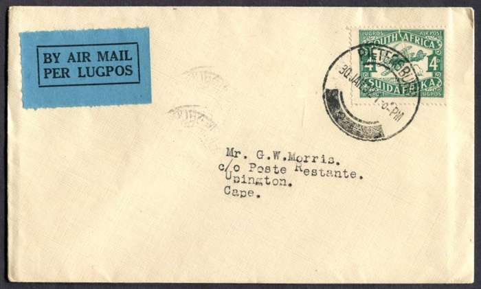 Union of SA - Flight Cover - Pietersburg to Upington