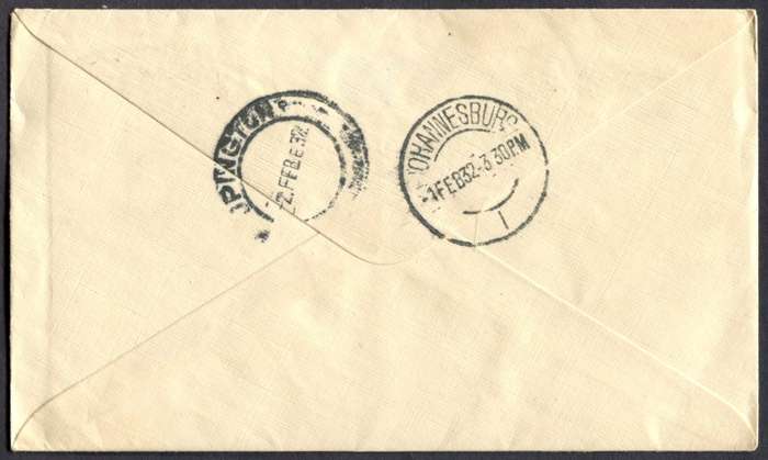Union of SA - Flight Cover - Pietersburg to Upington