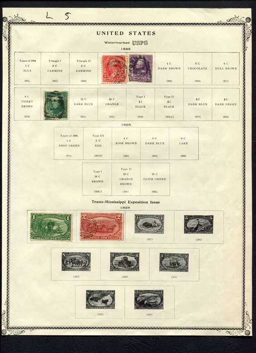USA - 5 Stamps Mounted (Hinged) On Album Page