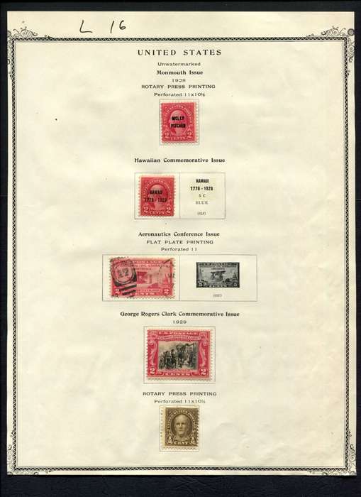 USA - 5 Stamps Mounted (Hinged) On Album Page