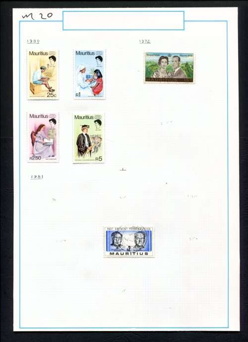 Mauritius - 6 Stamps Mounted (Hinged) on Old Album Page