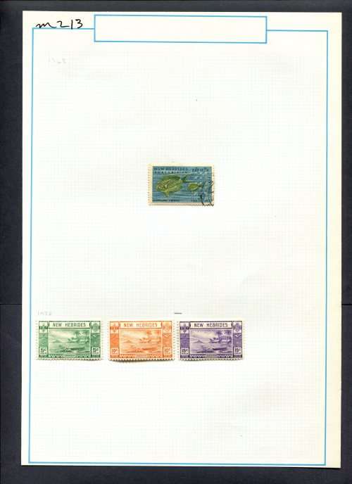 New Hebrides - 4 Stamps Mounted (Hinged) On Old Album Page