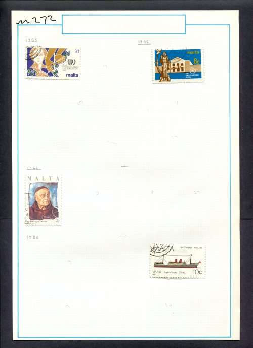 Malta - 4 Stamps Mounted (Hinged) On Old Album Page