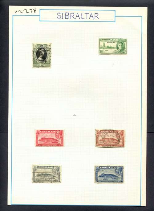 Gibraltar - 6 Stamps Mounted (Hinged) On Old Album Page