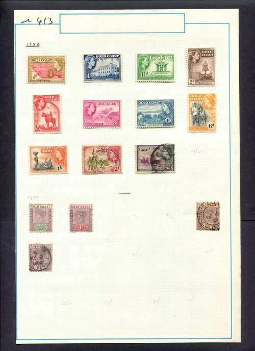 Gold Coast - 15 Stamps Mounted (Hinged) On Old Album Page