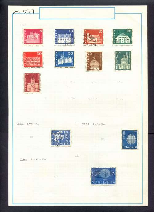 Switzerland - 12 Stamps Mounted (Hinged) On Old Album Page