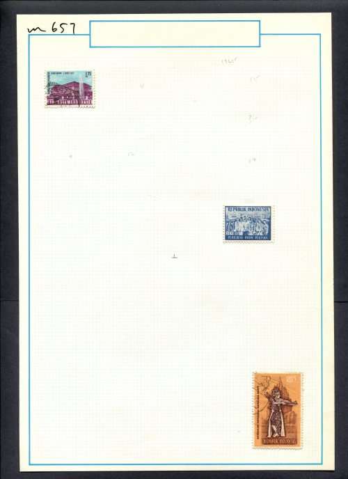 Indonesia - 3 Stamps Mounted (Hinged) On Old Album Page