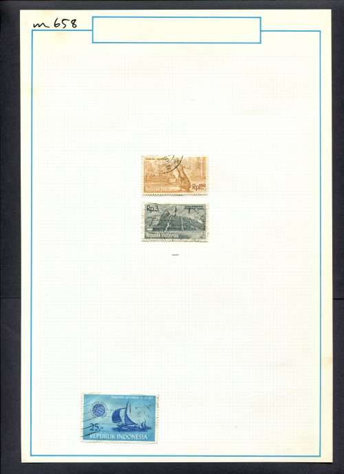 Indonesia - 3 Stamps Mounted (Hinged) On Old Album Page
