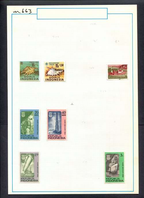 Indonesia - 7 Stamps Mounted (Hinged) On Old Album Page